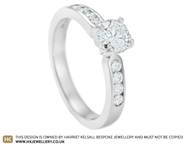 Belinda's 0.95ct diamond and palladium solitaire