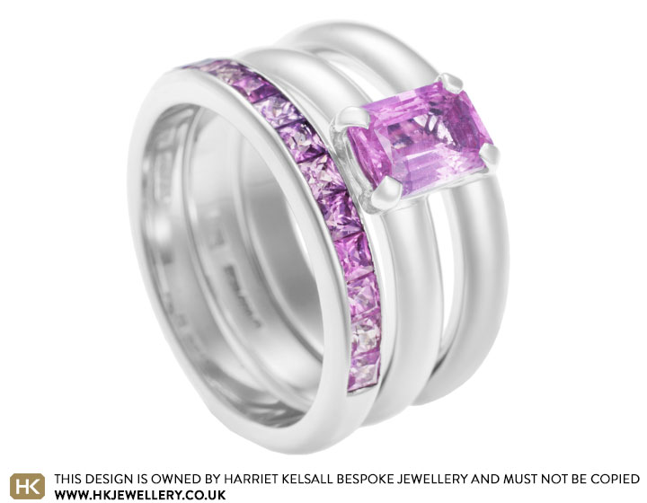 Lisa's palladium and pink sapphire half eternity ring