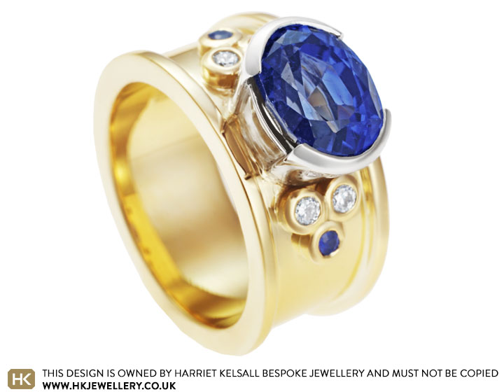 Alison's dress ring designed around her mother's sapphire