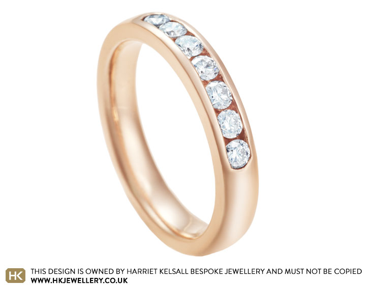 Abha's classic rose gold channel set diamond engagement ring