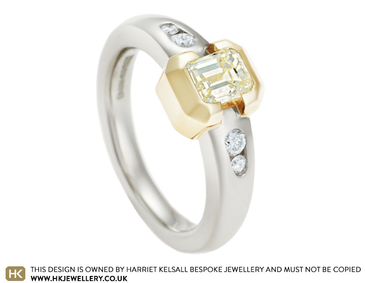 Joanne's mixed metal and 0.53ct yellow diamond engagement ring