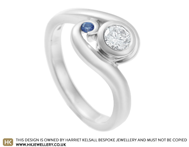 Rachel's platinum, diamond and sapphire engagement ring