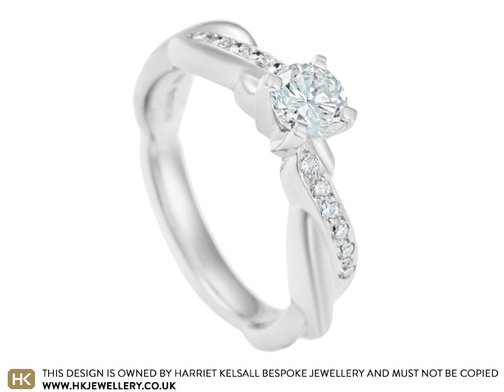 Emily's handmade platinum and 0.52ct diamond engagement ring