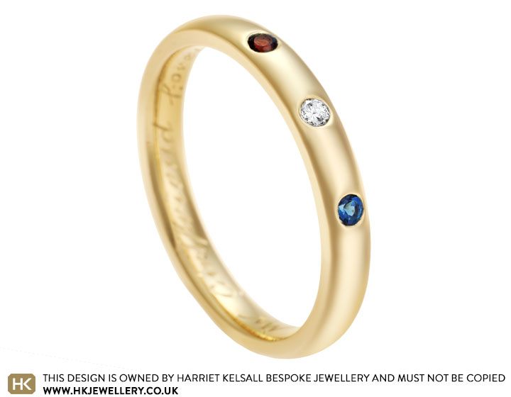 Pauline's 9 carat yellow gold and birthstone eternity ring