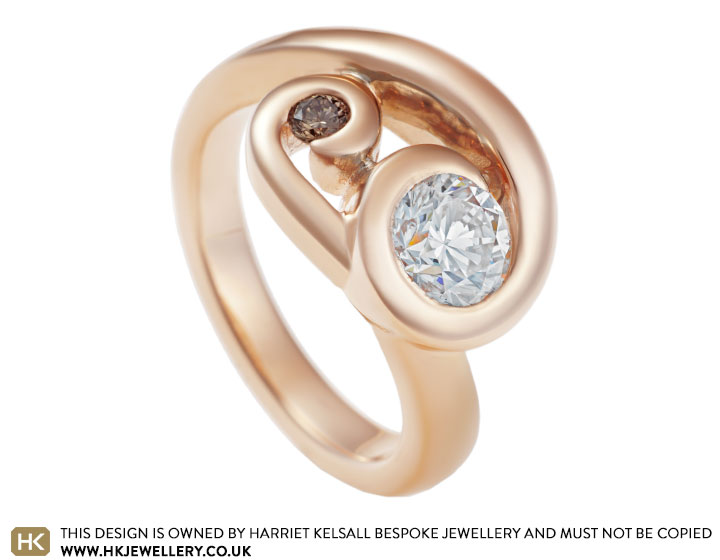 Klimt inspired Fairtrade 18 carat rose gold engagement ring