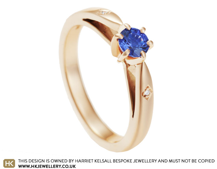 Karen's 9 carat rose gold and 0.42ct sapphire engagement ring