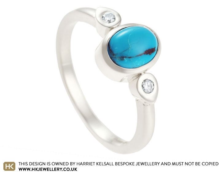 Georgie's 9 carat white gold and turquoise dress ring