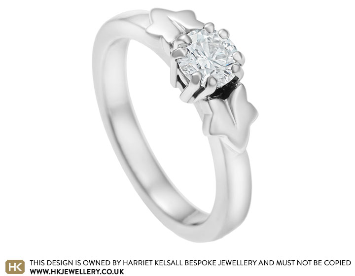 Susanna's ivy inspired palladium engagement ring with 0.43ct diamond 