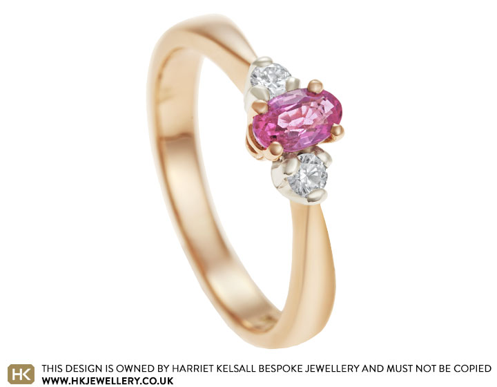 Hannah's mixed metal and 0.35ct pink sapphire engagement ring