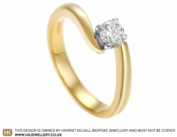 18 karat yellow gold engagement ring with 0.23 ct diamond