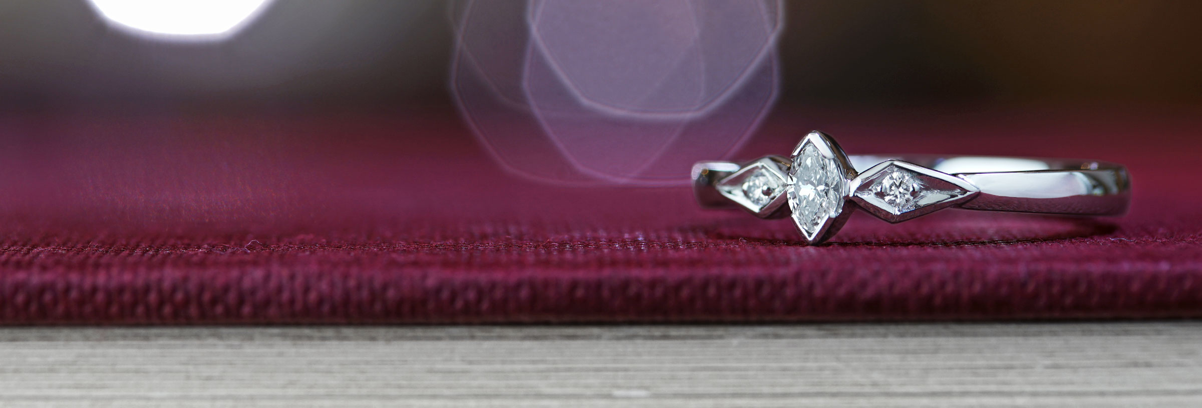 Vintage inspired engagement ring with 0.11ct marquise cut diamond