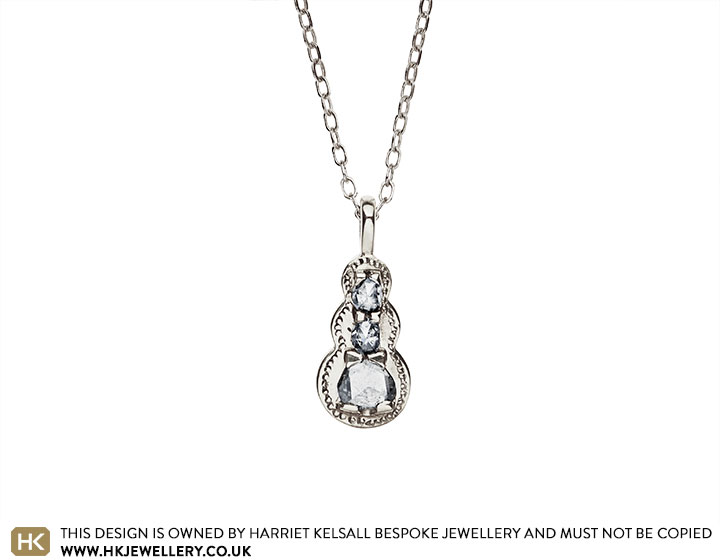 Diana's bespoke pendant using rose cut family diamonds