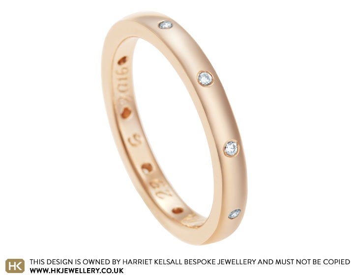 Sara's 9 carat rose gold and diamond eternity ring