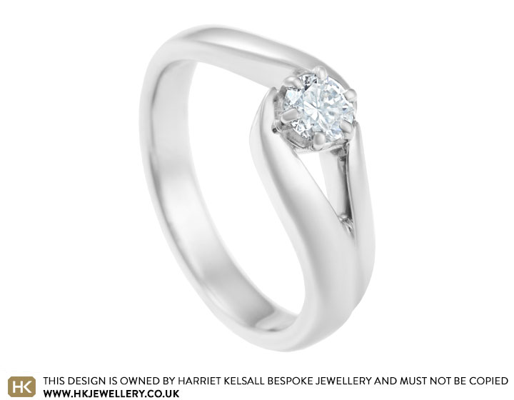 Hayley's asymmetric palladium and 0.28ct diamond engagement ring