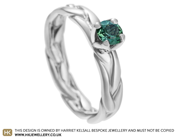 Vanessa's 0.26ct tourmaline and palladium engagement ring