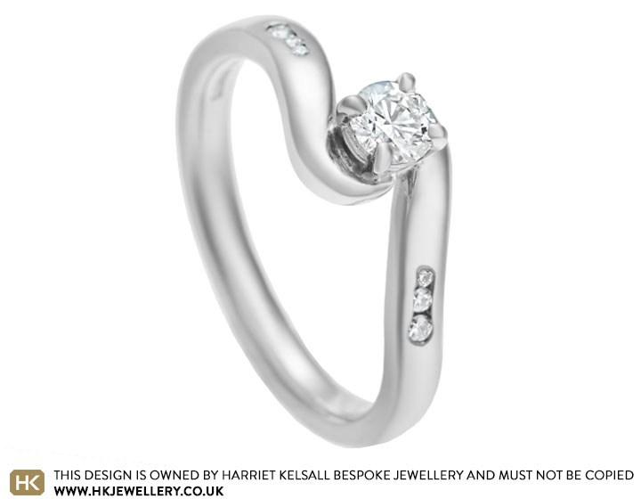 Jess's twisting diamond and palladium engagement ring