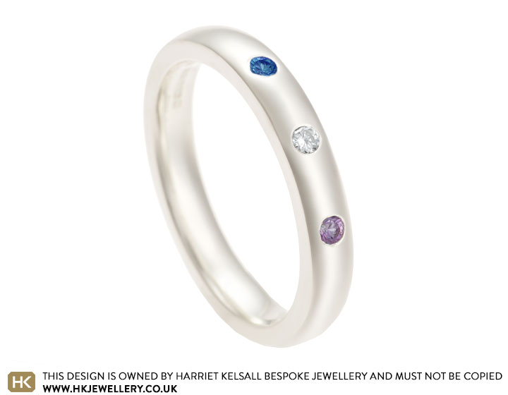 Nina's 9 carat white gold, sapphire and diamond eternity ring