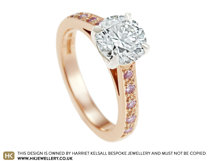 Samantha's mixed metal and natural pink diamond engagement ring