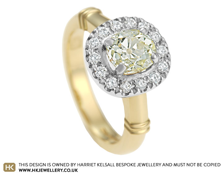 Verity's mixed metal and fancy yellow diamond engagement ring