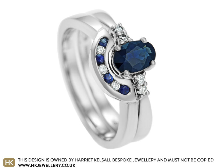 Heather's sapphire and diamond fitted wedding ring 