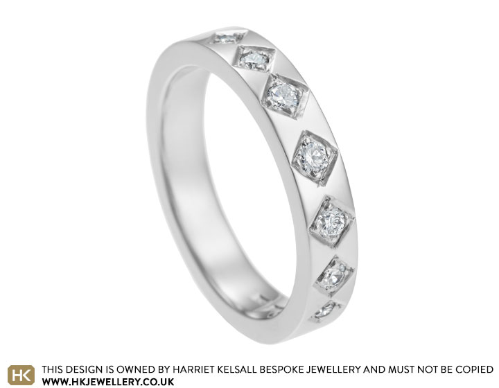 Sarah's square grain set diamond eternity ring