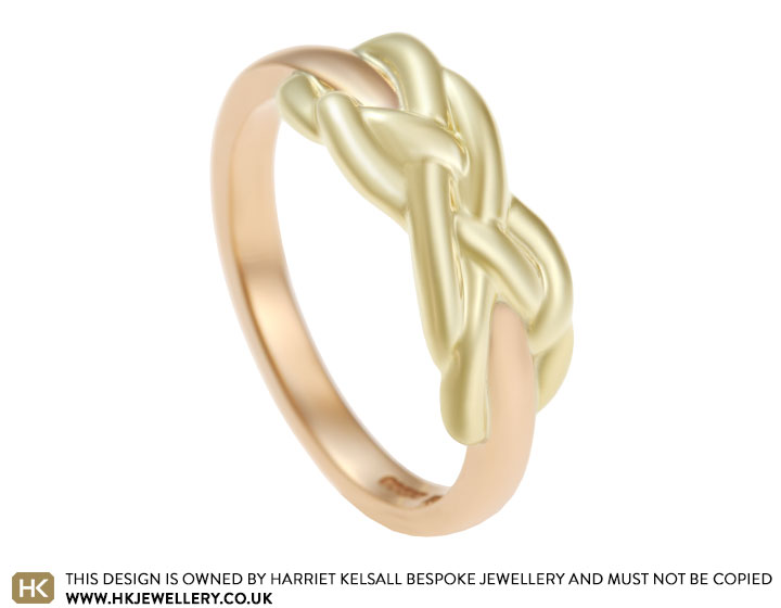 Dawn's 9 carat rose and yellow gold infinity knot ring