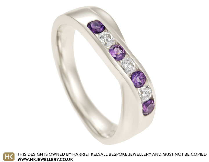 Rita's amethyst and diamond twist bespoke ring