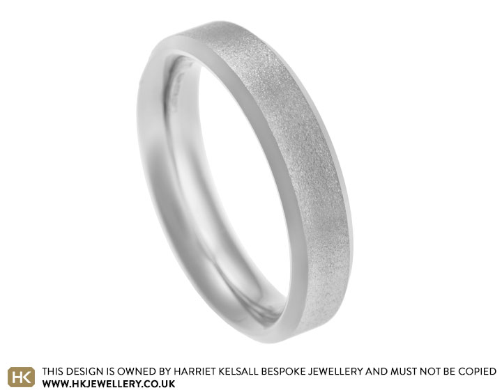 Jason's palladium wedding ring with a beveled edge