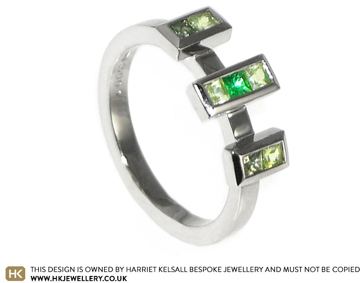 Lyn-si loved the idea of green graduating stones in an engagement ring