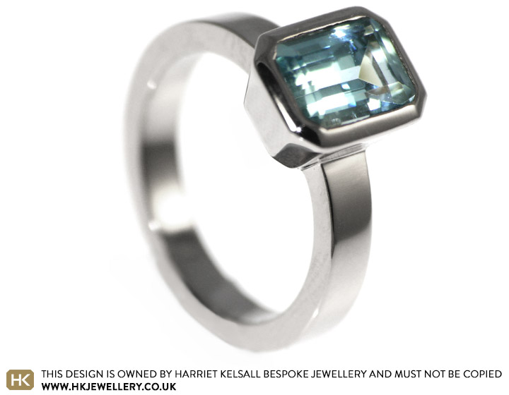 Shelly's striking aquamarine engagement ring