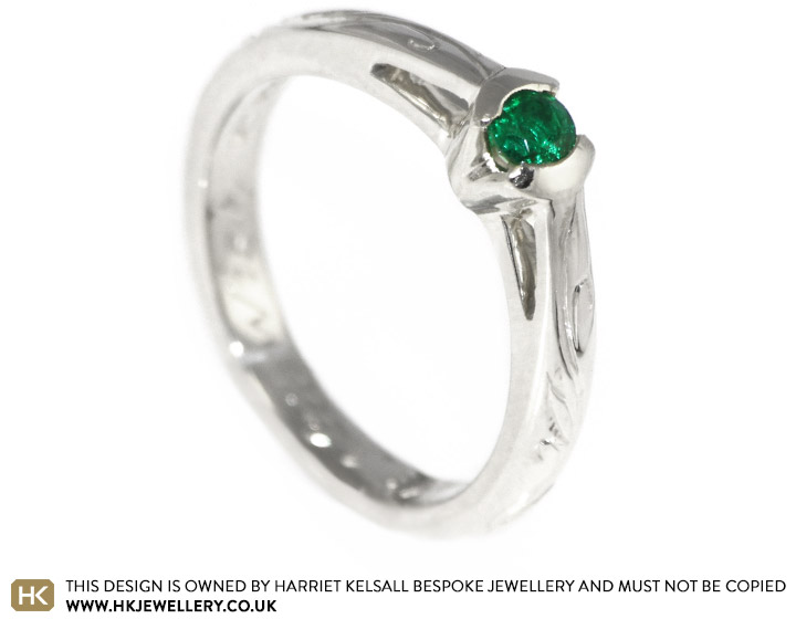 Maria's emerald and white gold engagement ring