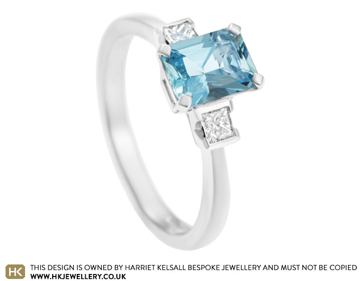 Katie's 1.32ct aquamarine and palladium engagement ring