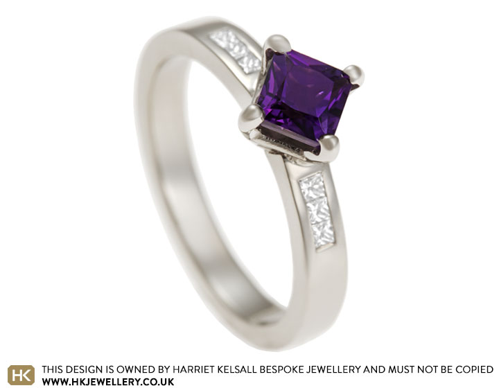 Princess cut amethyst hot sale engagement rings