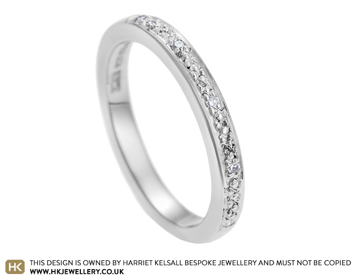 Samantha's palladium and pave set diamond wedding ring