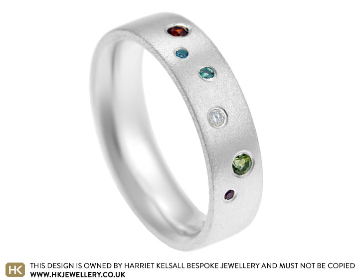 Harriet's scattered birthstone silver dress ring