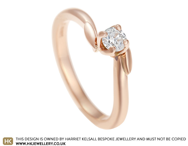 Rebecca's leaf inspired diamond and rose gold engagement ring