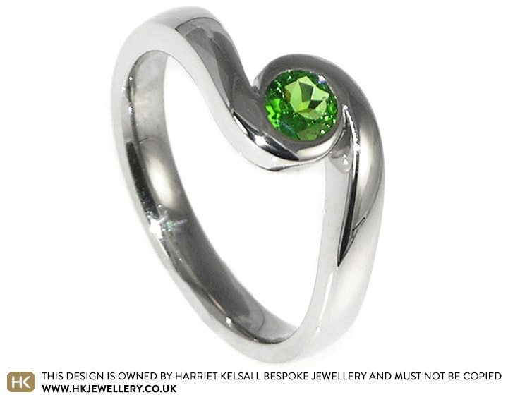 Andrew surpised Elizabeth with a vivid green tsavorite