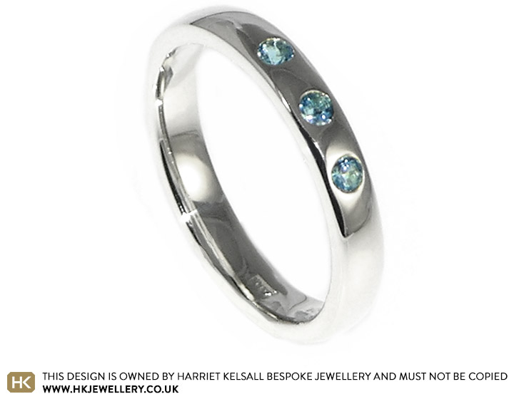 Melanie and Gavin's 9ct white gold and aquamarine engagement ring