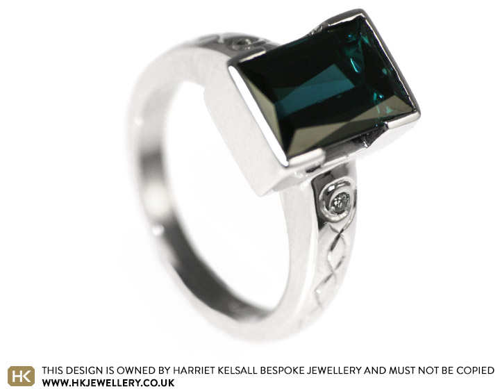 Natalie wanted her own tourmaline and engraving in her engagement ring