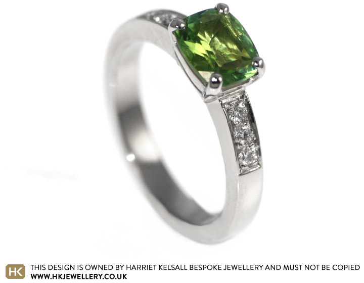 Samantha's bespoke tourmaline and diamond engagement ring