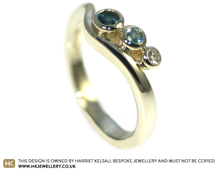 Sally-Ann's blue topaz and diamond engagement ring