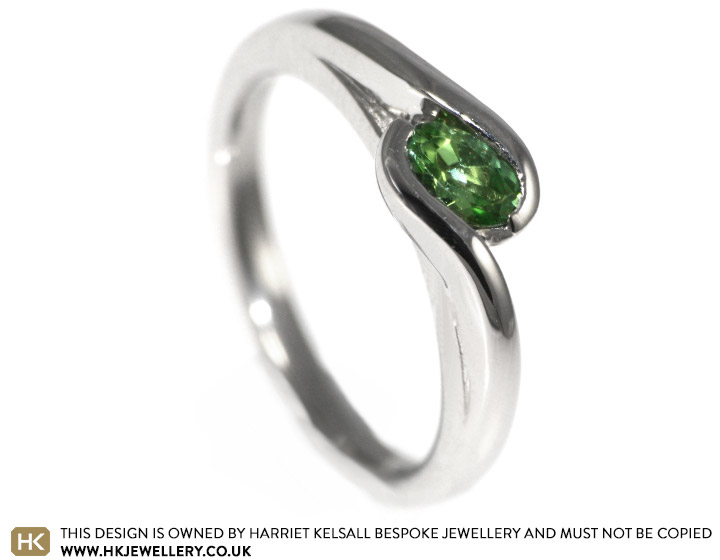 Andrew and Pam's palladium and green tourmaline engagement ring