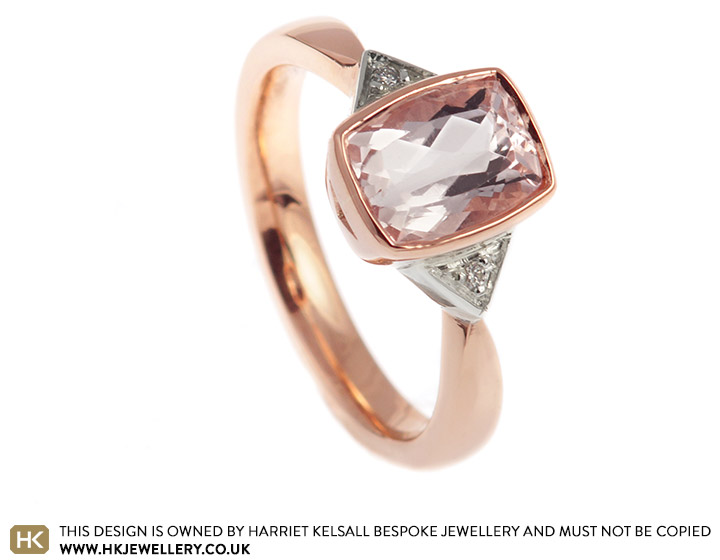 Square morganite store engagement ring