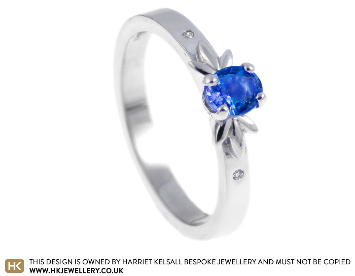 Beautiful flower inspired tanzanite and diamond engagement ring