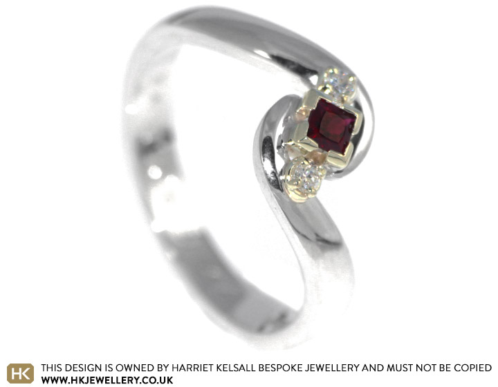 Stacey's ruby and diamond engagement ring