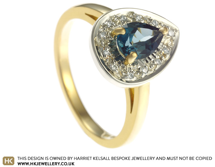 Jade's stunning London blue topaz yellow and white gold engagement ring