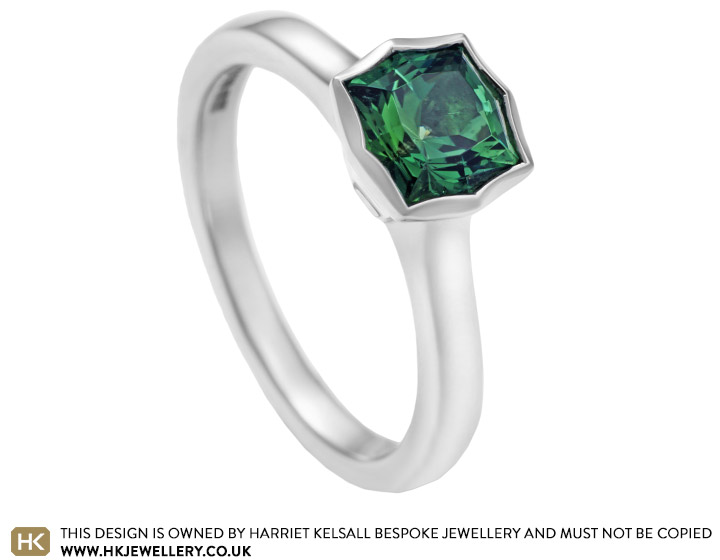 Fancy cushion cut 0.94 carat tourmaline ring