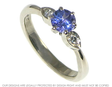 Bespoke 18ct white gold, tanzanite and diamond engagement ring