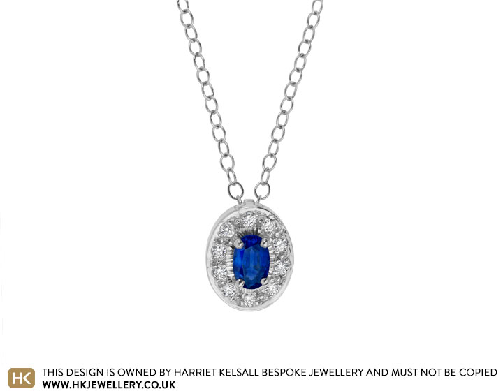 Emma's sapphire and diamond cluster style pendant