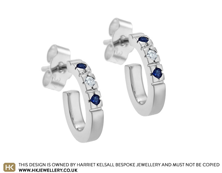 Maria's palladium, sapphire and diamond hoop earrings